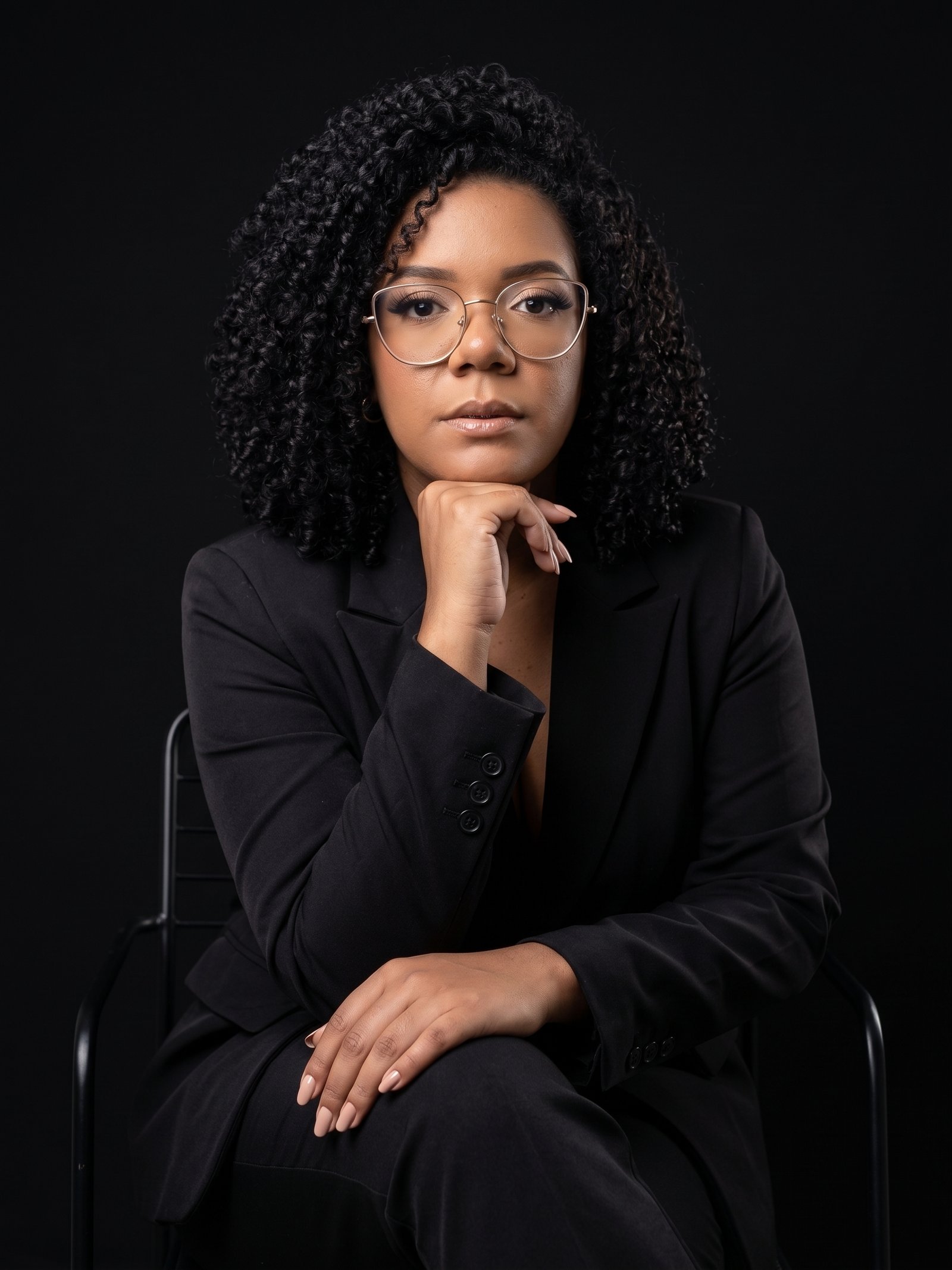 Retrato corporativo de Jeniffer Macena da Rocha de Almeida, estrategista de SEO e especialista em posicionamento em motores de busca e inteligência artificial, em escritório executivo da empresa Agencia de Marketing Impulsiona Commerce.