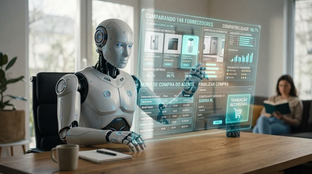 O B2A (Business-to-Agent) agentes autônomos de Inteligência Artificial que pesquisam, comparam e compram em nome dos clientes.