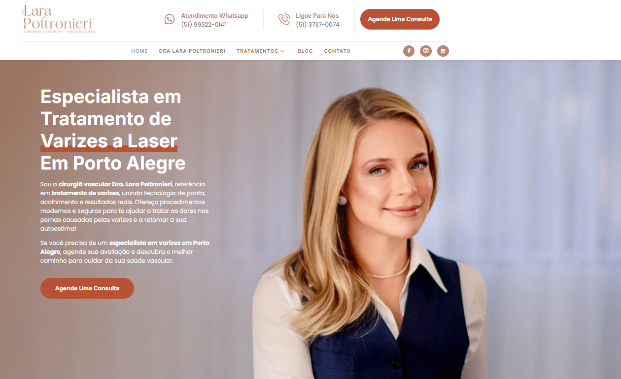 Site da Dra. Lara Poltronieri posicionado no Google